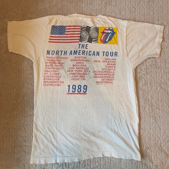Vintage 1989 Single Stitch Rolling Stones Steel Wheels Tour Concert Rare Sz L - Picture 2 of 9